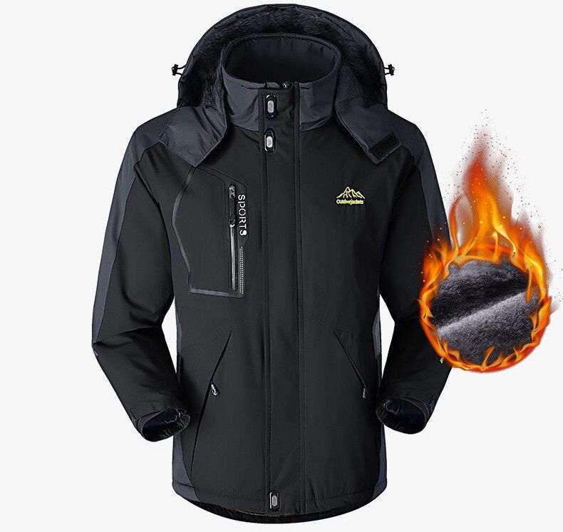 Men Winter Camp Climb Ski Fish Hike Waterproof Jackets Hood Windbreak Plsize Coat M-5XL  Chest 128cm