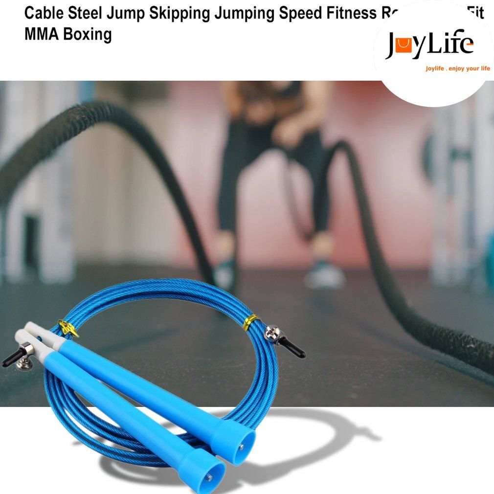 Cable Steel Jump Skipping Jumping Speed Fitness Rope Cross Fit MMA Boxing black