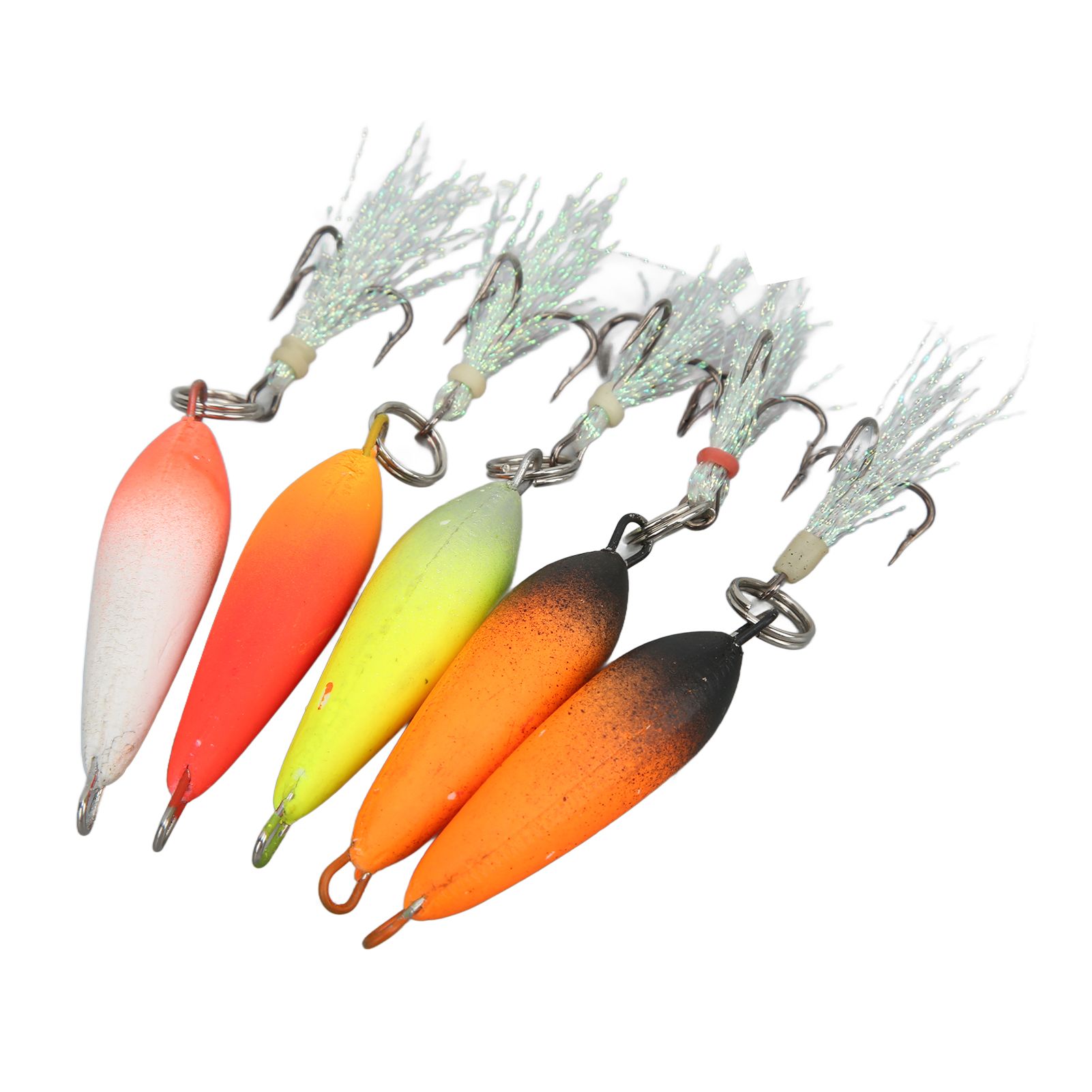 Sala Meng 5pcs Winter Ice Fishing Treble Hook High Carbon Steel Foam Floating Jigging Hooks with Box
