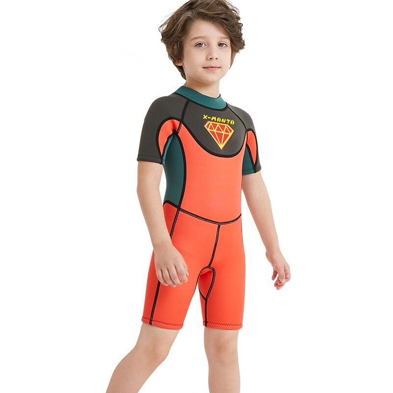 2.5MM Kids Neoprene One Piece Short Sleeves Keep Warm WetSuits Boys Girs Scuba UV Protection Spear Fishing Diving Suit BeachSuit