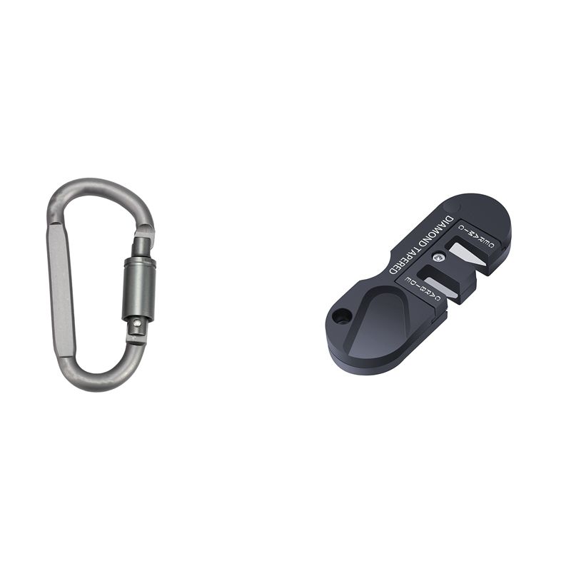 1x Mini Knife Multifunction Sharpener & 6 Pcs Aluminum Alloy D-Ring Locking Carabiner Light But Strong