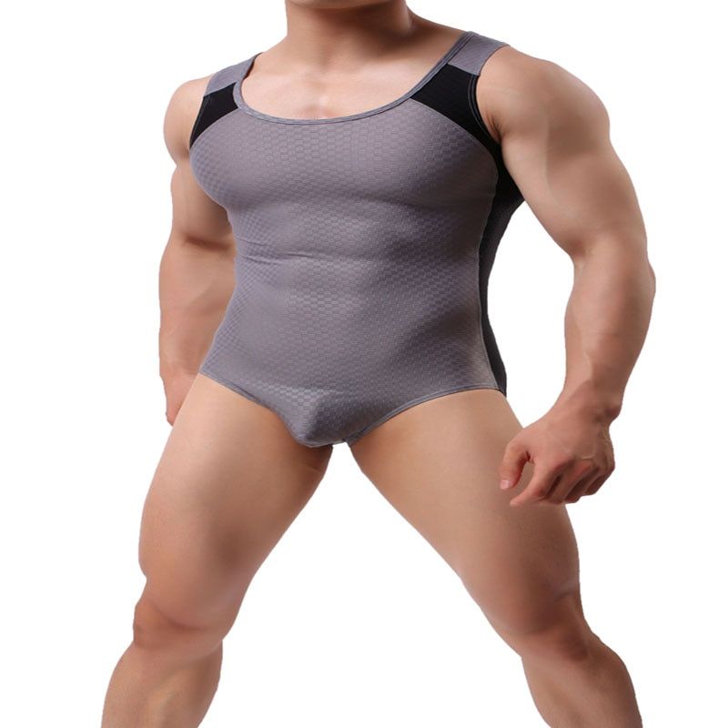 Men Body Shaping Bodysuit General Seamless Bodysuit Leotard Tank Bodysuits Jumpsuit Sleep Wear Splice Underwear
