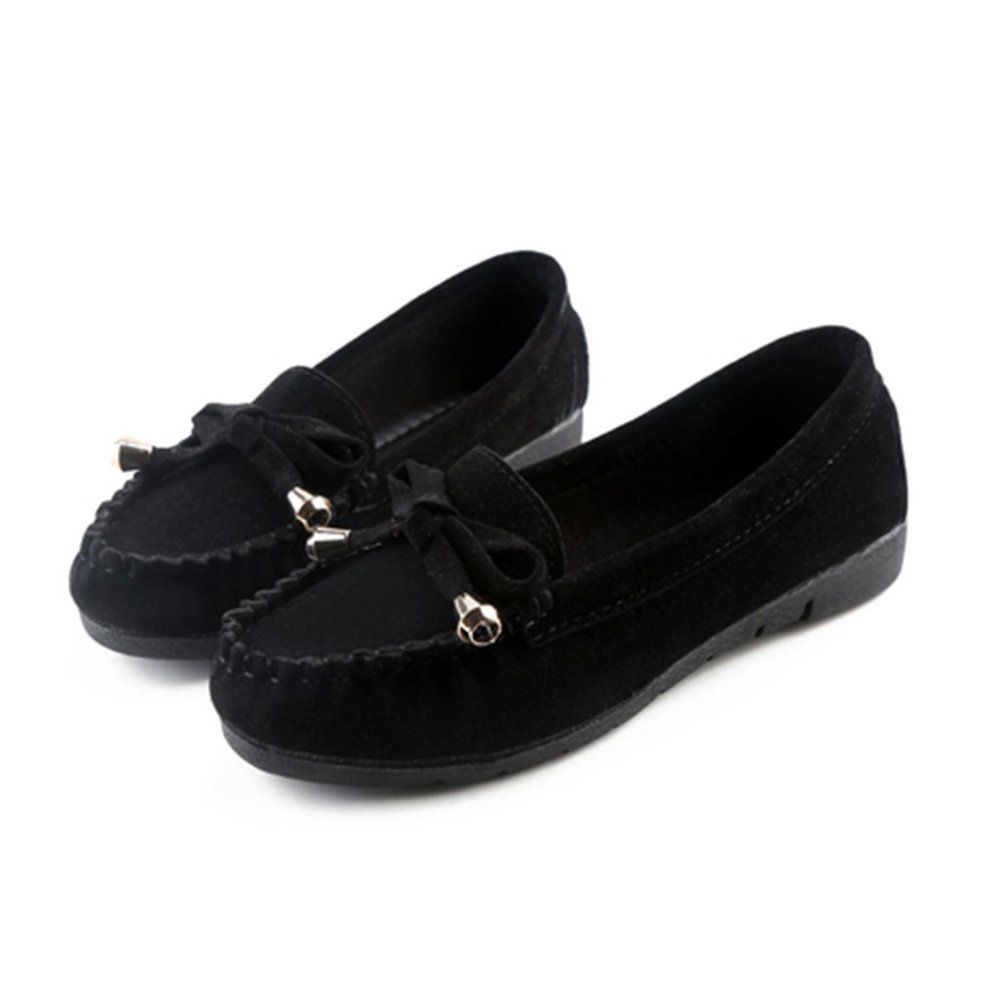 Spring Women Shallow Slip On Bnowknot Decoration Anti-slip Low-cut Shoes-black 38