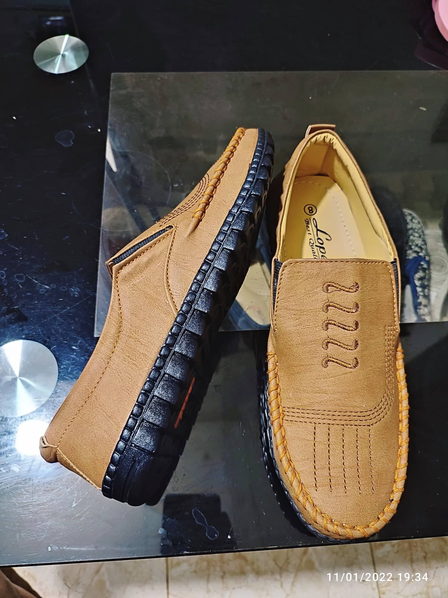 Fashionable Trendy PU Leather Loafers Men's Fashion Boat Shoes Fashion Oxford Casual Solid Moccasin For Men Khaki Colou