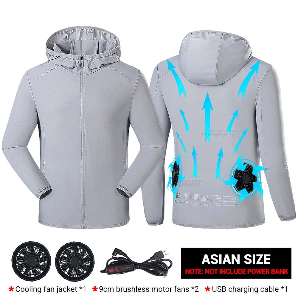 Summer Cooling Fan Jacket Runing Cycling Fishing Hiking Windbreaker Water-resistant USB Power Supply Air Conditioning Clothing