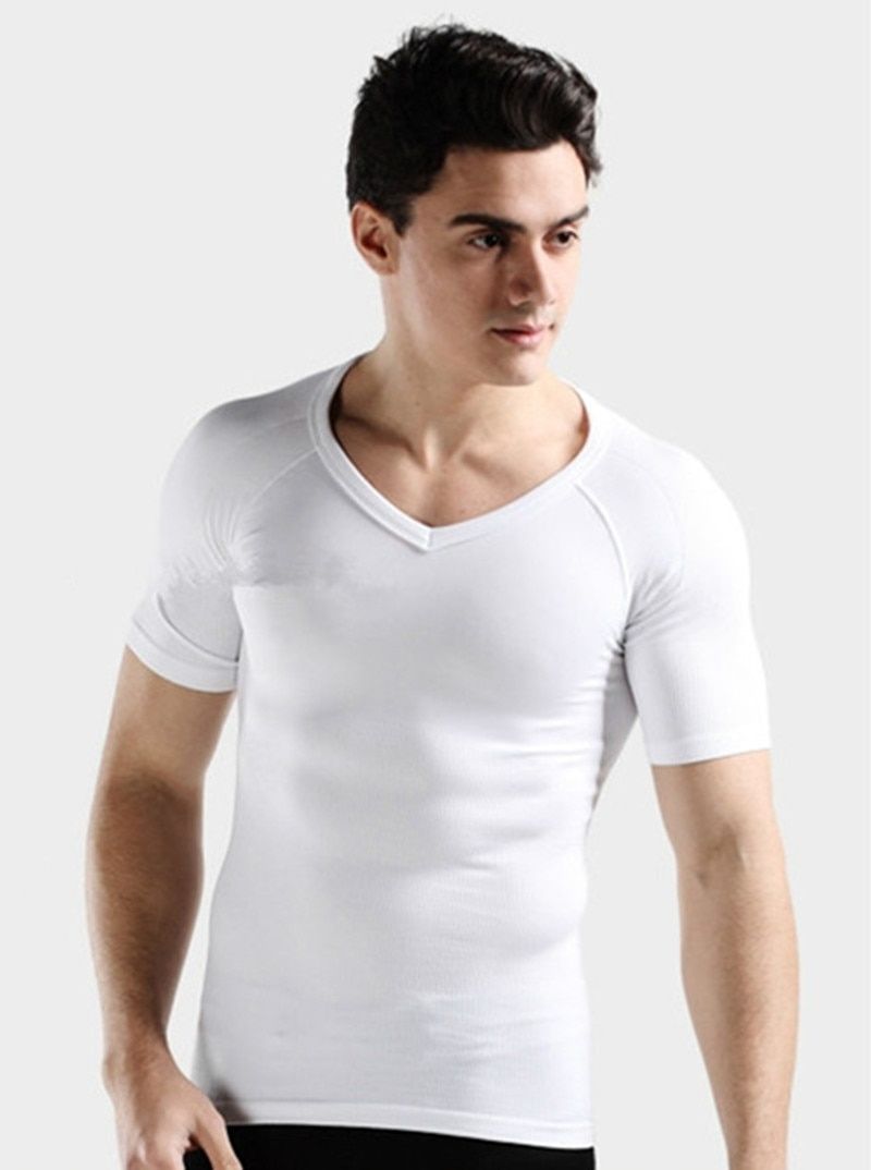 Compression T Shirt Men V neck Body Shapers Waist Trainer Posture Corrector Abdomen Control Slimming T-shirt Shapewear Tops