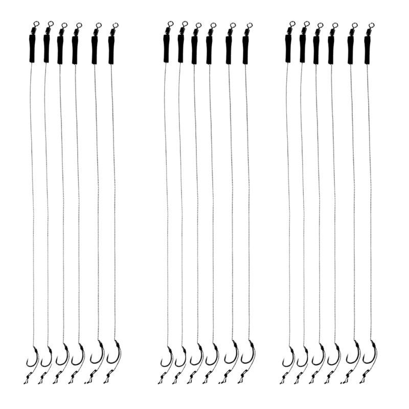 36Pcs Carp Fishing Hair Rigs, Rig Braided Thread Leader Line with Hair Extender Bait Curved Carp Hooks 6 8 10