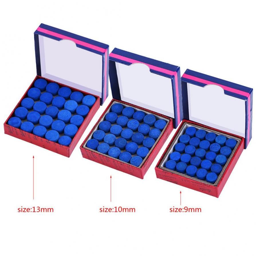 50 Pcs/Lot Blue Snooker Leat r Glue-on Single-layer Billiards l Cue Tips