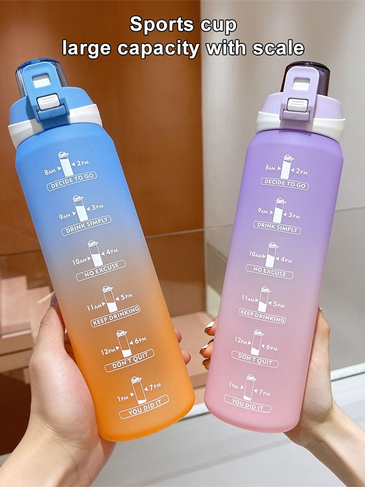 1L Portable Water Bottle Motivational Sports Water Jug with Time Maker Leak-proof Cup for Outdoor Sport Fitness