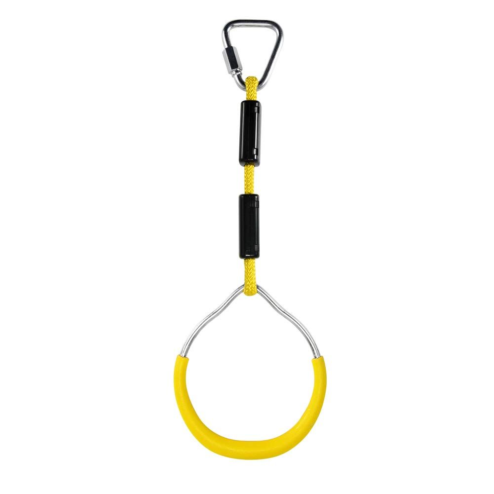 Heavy Duty Swing Gymnastic Rings Children Trapeze Bar Pull Up Gym Rings Ring for Kids Boys Girls Yellow