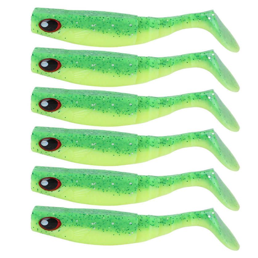 Fishing Tackle 6PCS PVC Soft Bait Aritificial Lures 4in 0.2oz Jigging Tail Wobblers Accessories