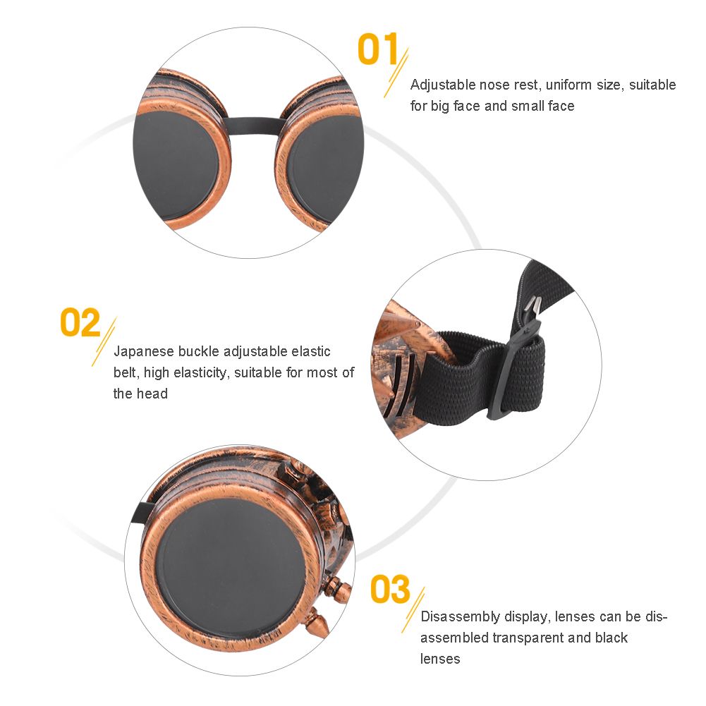 ABS Vintage Spiked Steampunk Goggles Cycling Glasses Double Layer Windproof