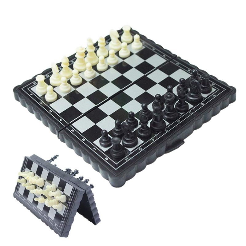 5x5 Inch Chess Portable Plastic Folding Board With Magnetic Chess Game Mini Chess Set Puzzle Party Family Event