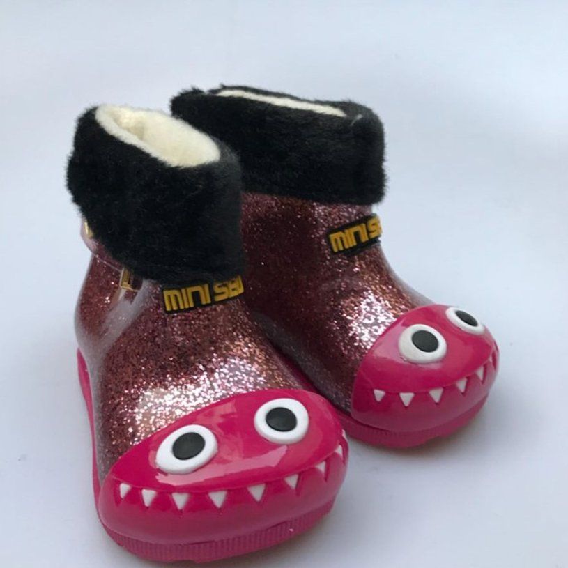 Waterproof Kid's Rain Shoes with Shark Pattern & Rain Boots Inner Cover Uni