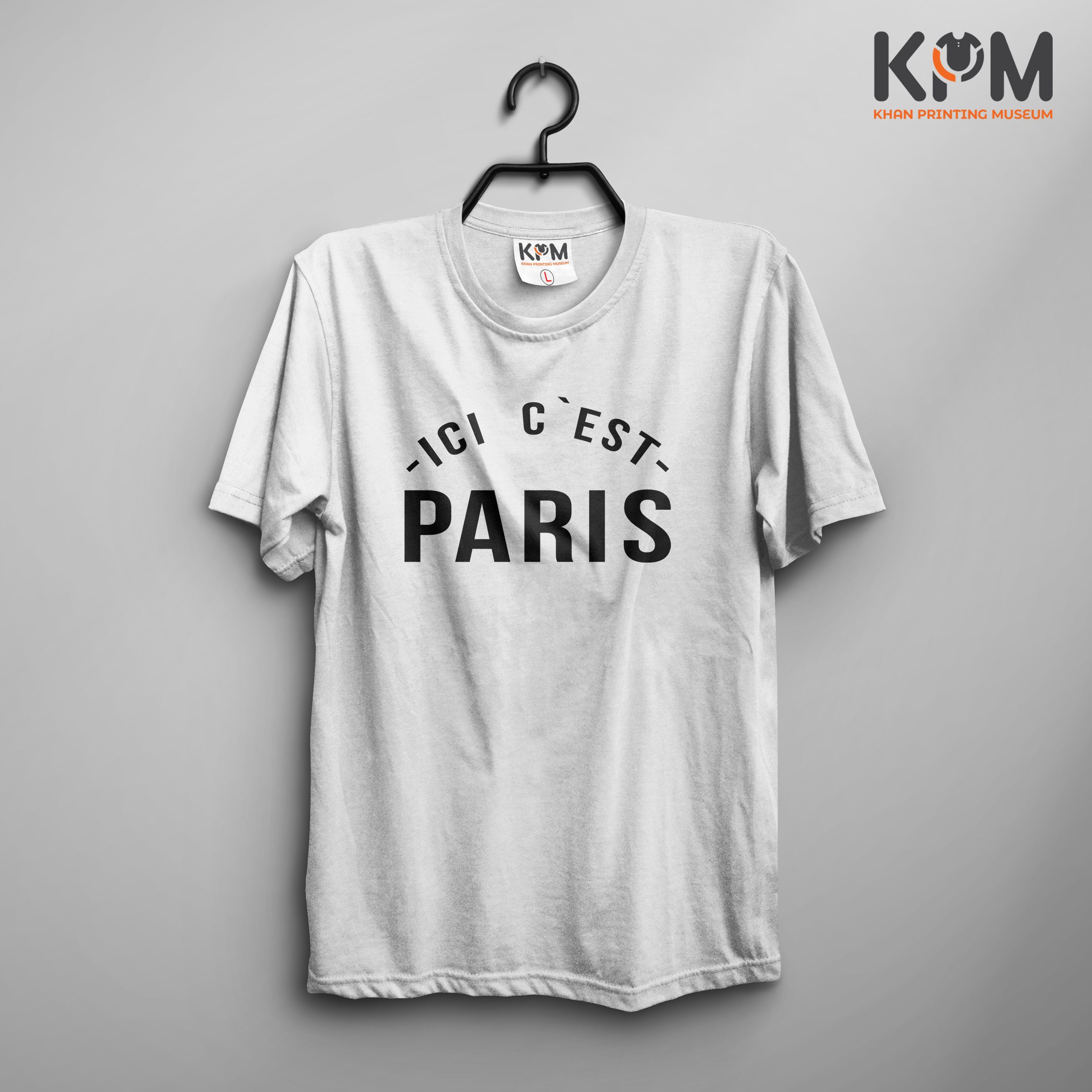 ICI CEST PARIS - Half Sleeve Cotton T-shirt By KHAN Printing Museum - White
