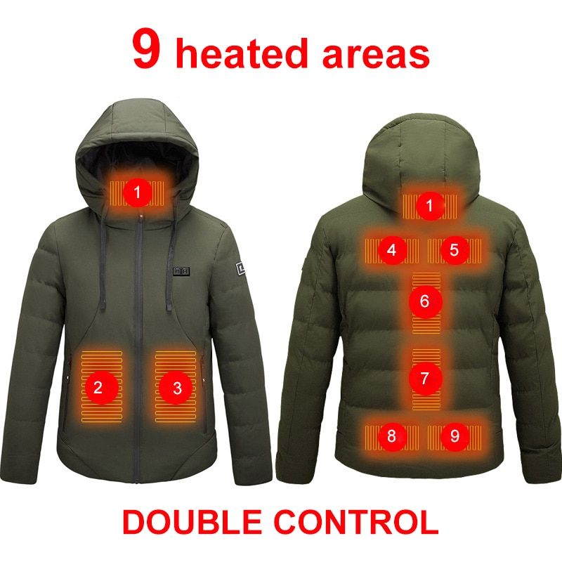 Big Size M-7XL Winter Men Heated Jackets Winter USB Heating Clothing Middle-aged Outdoor Thermal Hiking Jacket P9114