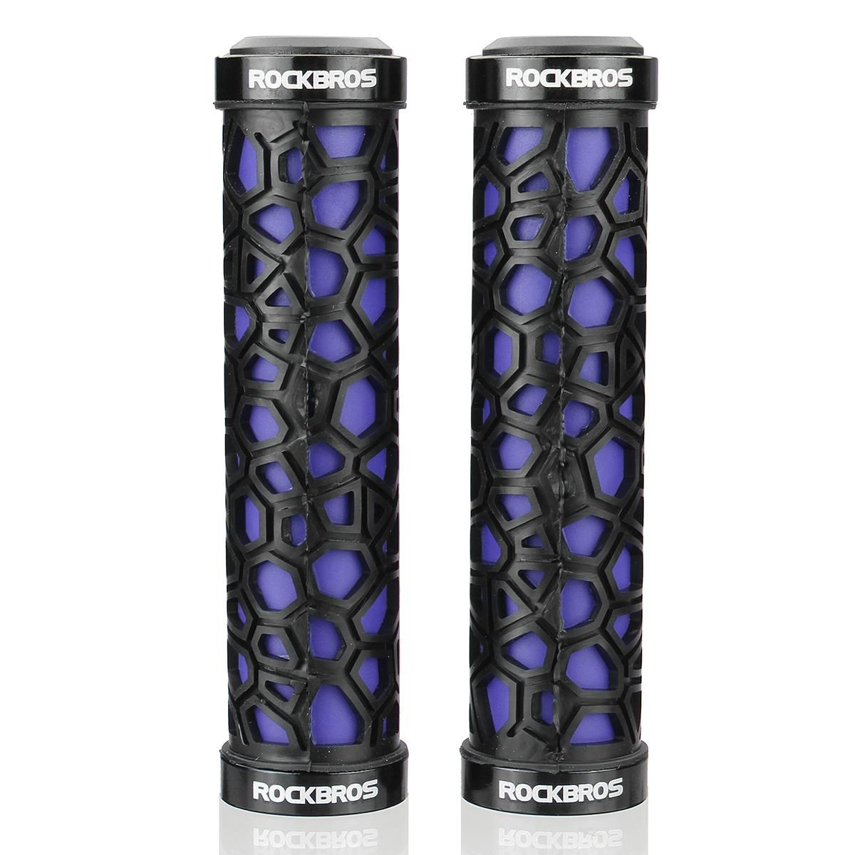 RockBros Handlebar Grips Rubber Lock- Grips MTB Folding Bike Fixed Gear 1 Pair - Blue (blue)