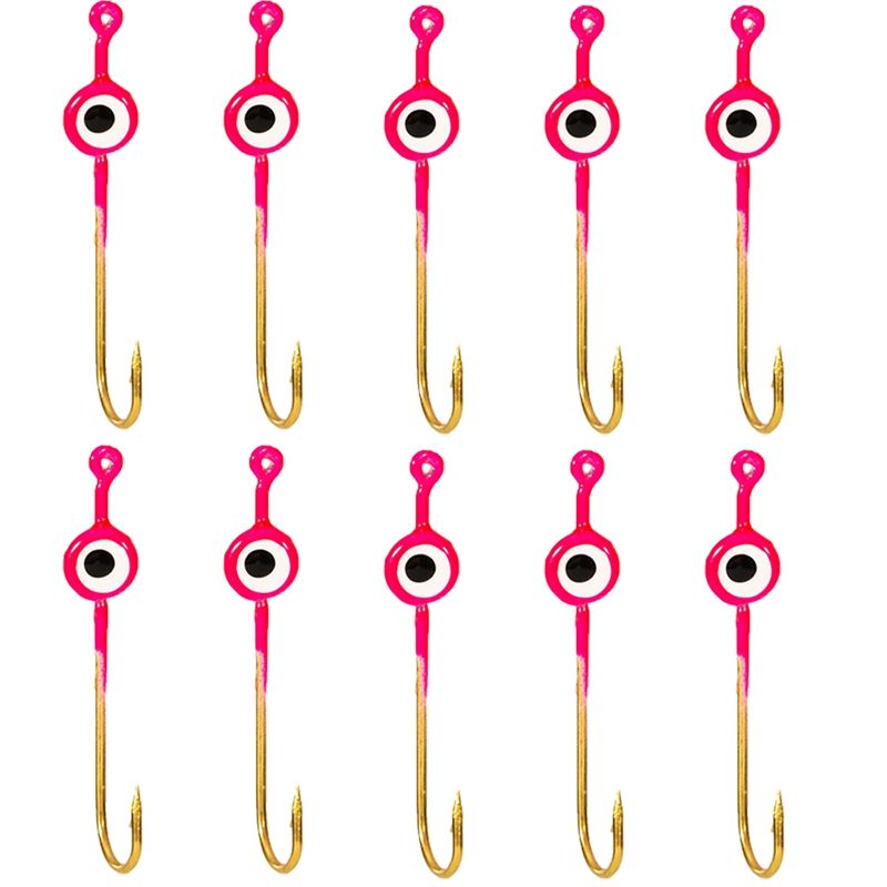 10Pcs Fishing Lures Jig Heads with Double Eye Ball Head Ice Fishing Hooks for Bass Trout Freshwater Saltwater