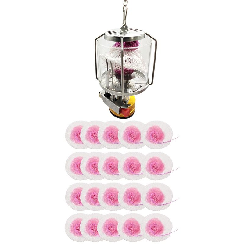 20Pcs 10cm Kerosene Lantern Lights Mantles Mesh Gauze Mantle & 1 Pcs Outdoor Camping Gas Lantern Mini Gas Light