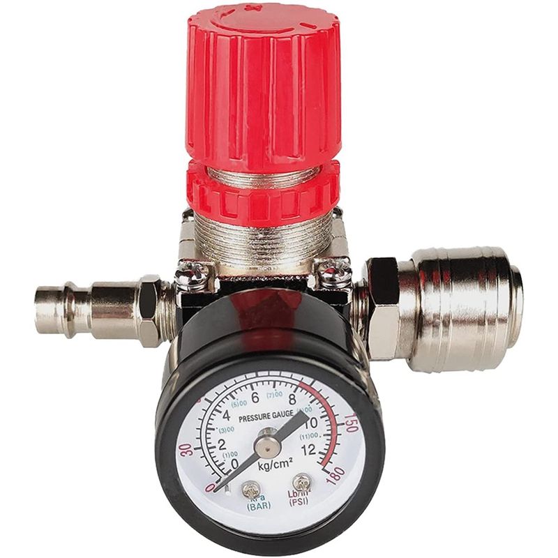 1/4Inch Pressure Regulator Air Compressor Pressure Regulator Reduction Valve 3 Holes Control Valve 12 Bar Connection
