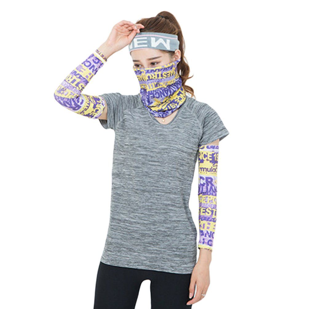 Outdoor Riding Hiking Seamless Face Cover Sunscreen Arm Sleeve / Scarf Set