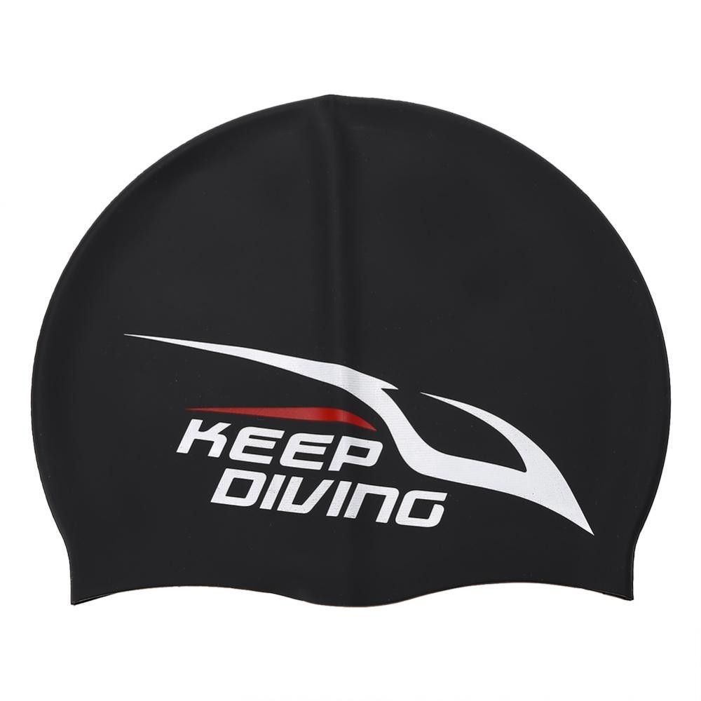 Adult Kid Unisex Elastic Silicone Swimming Swimwear Bathing Cap Waterproof Swim Hat Black