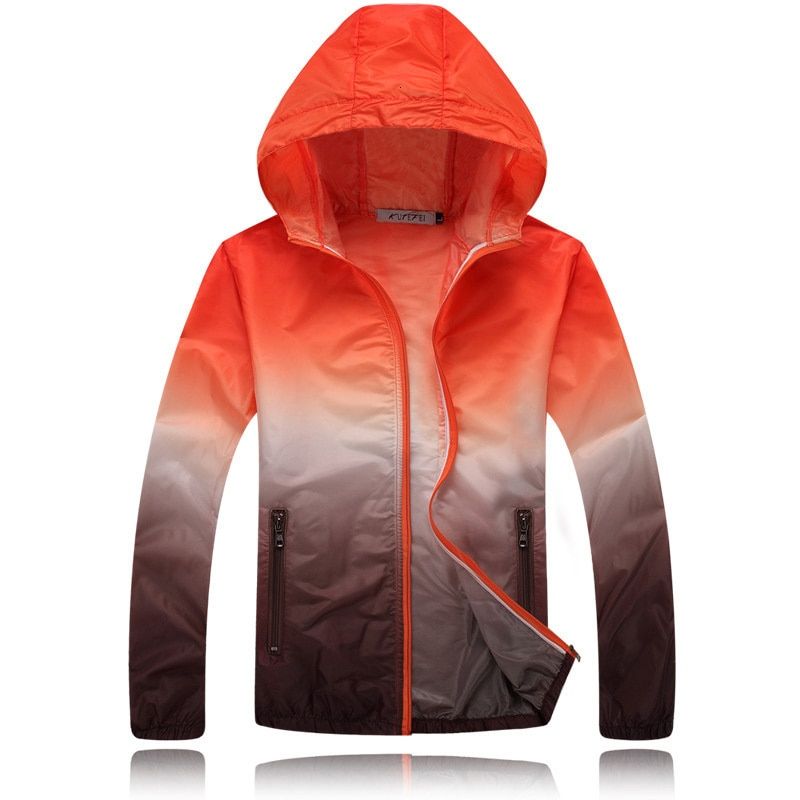 Spring Summer Hiking Jacket Couple Windbreaker Jacket Sunscreen Waterproof Ultra Light Windbreaker Stand Collar Hooded
