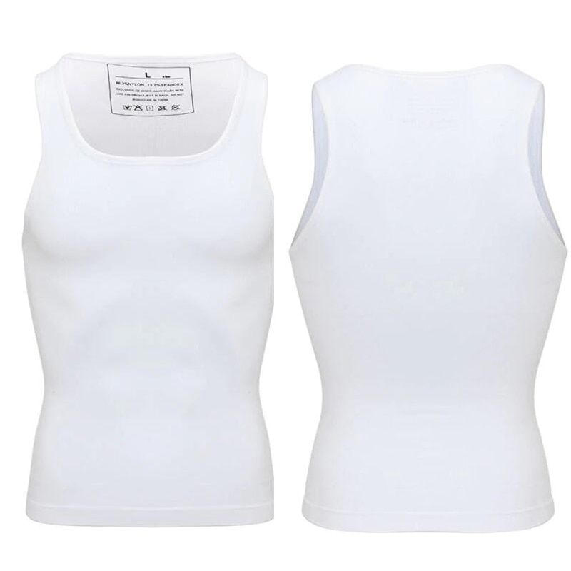 Mens Compression Shirt Slimming Body Shaper Vest Workout Tank Tops Abs Abdomen Undershirts Waist Trainer Shapewear