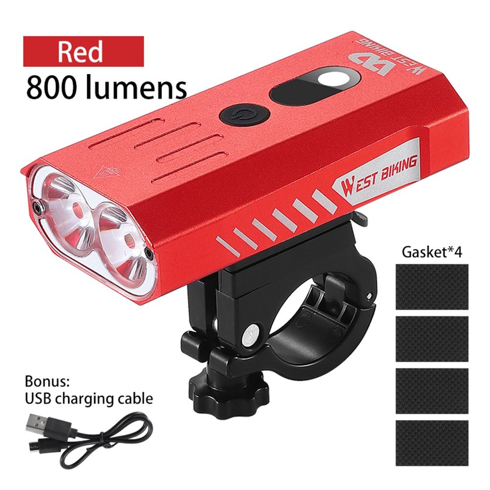 WEST BIKING Bike  Head Bicycle Handlebar Front Lamp MTB Rode Cycling Flash Safety  Sensor ,Red