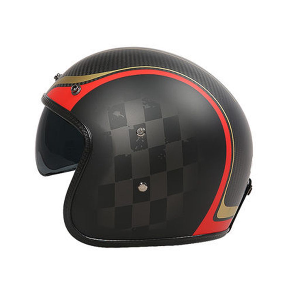 Yfashion Retro Helmet Carbon Fibre Half Helmet Half Covered Riding Helmet