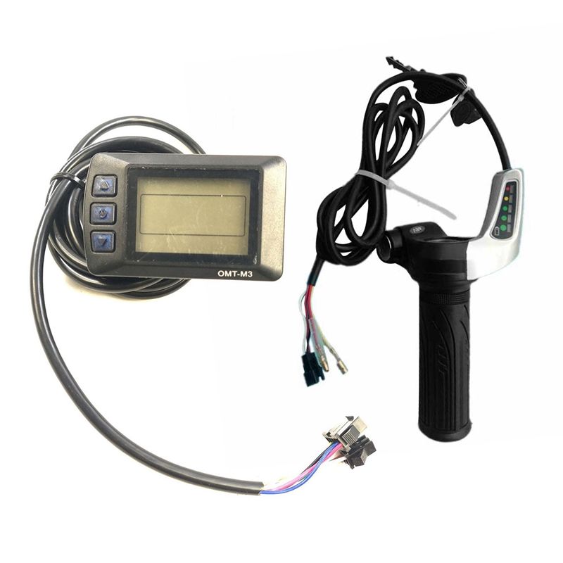 1 Pcs Electric Bicycle LCD Display Control Panel Accessories & 1 Pcs Ebike Throttle Grip with Lock