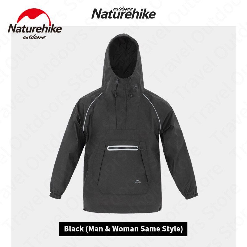 Naturehike Ultralight 320g Short Sports Raincoat Woman/Man Fashion Nylon Running Poncho Outdoors Camp Hiking Rain Jacket Hooded