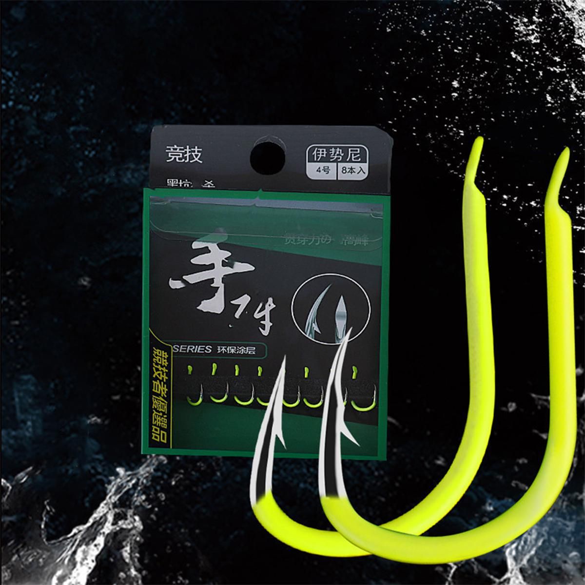 8 Pcs/box Carbon Steel nous  Single  Fishing  Hook Barbed Fish Hook Fishing Accessories specification