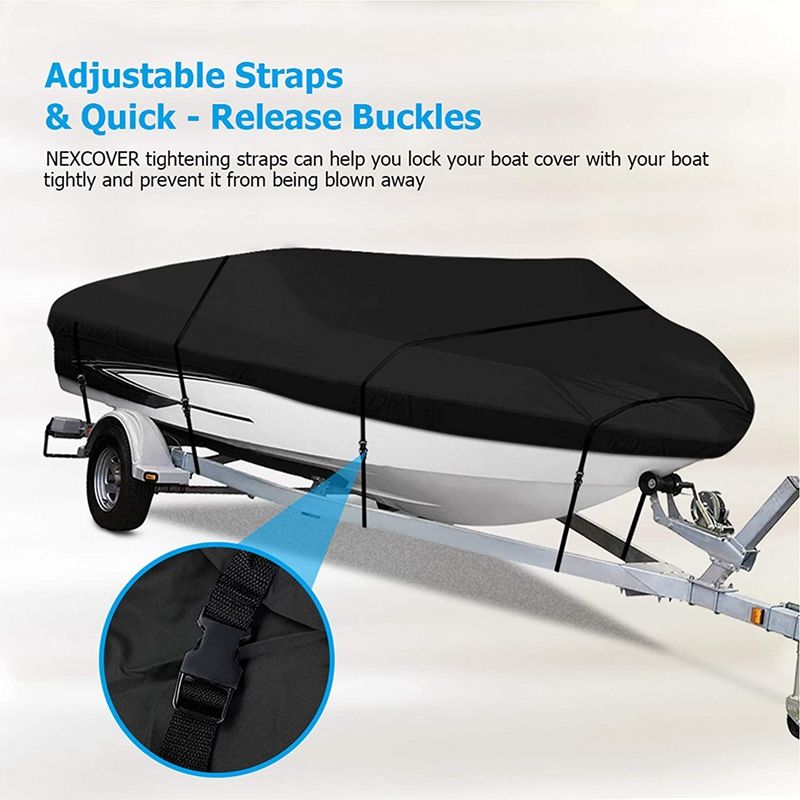 210D Oxford Cloth Boat Cover Yacht Cover Waterproof and Uv-Proof Suitable for V-Hull, Trimaran, Speedboat Cover