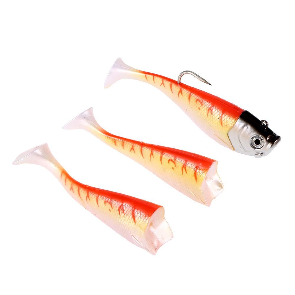3 PCS Soft Fishing Lure Big Artificial Sea Fishing Bait Saltwater Fishing Lure Set with Barbed Hook