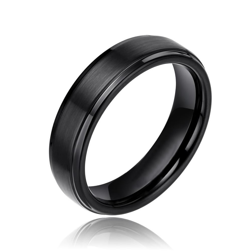 Tigrade 6/8mm Silver Color Tungsten Carbide Ring Men Black Brushed Wedding Band Male Engagement Rings For Women Fashion bague