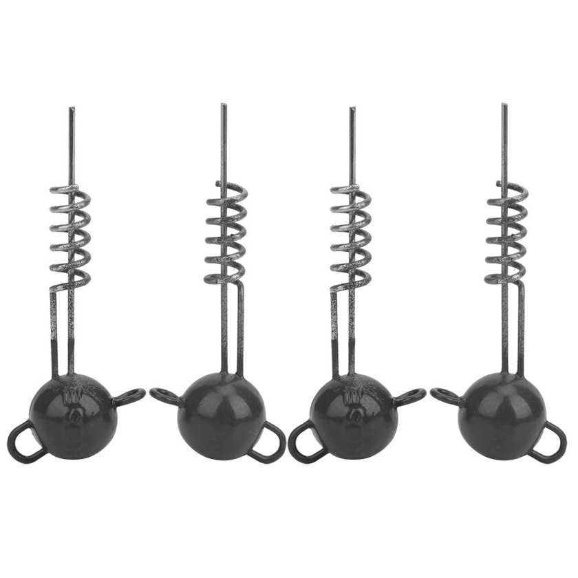 4PCS Lead Screw Fixed Fishing Bait Round Head Jig Sinker Counterweight Block Insert Into Soft Plastic Lure for Worm Swimming