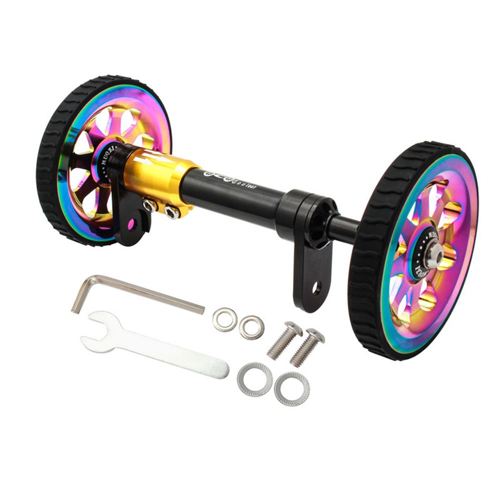 Yfashion Aluminum Alloy Easy  Wheel  Bracket  Set Folding cycle Easy Wheel elescopic Rod For Brompton