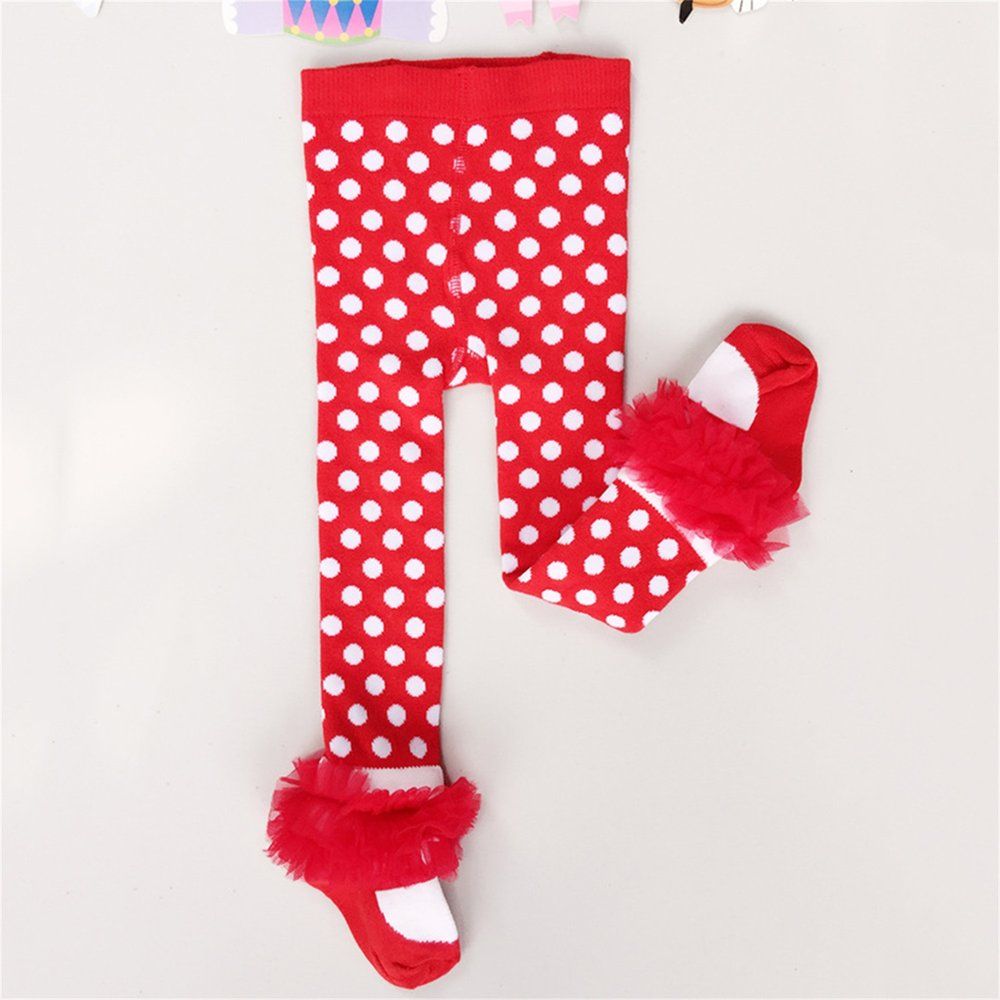 OIMG Spring Autumn Winter Baby Girls Bottoming Pants Round Dot Lace Pantyhose