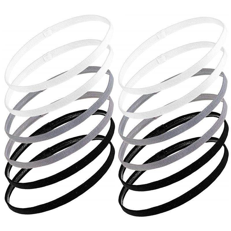 Individual 12 Pieces Thick Non-Slip Elastic Sport Headbands Hair Headbands,Exercise Hair and Sweatbands for Women and Men