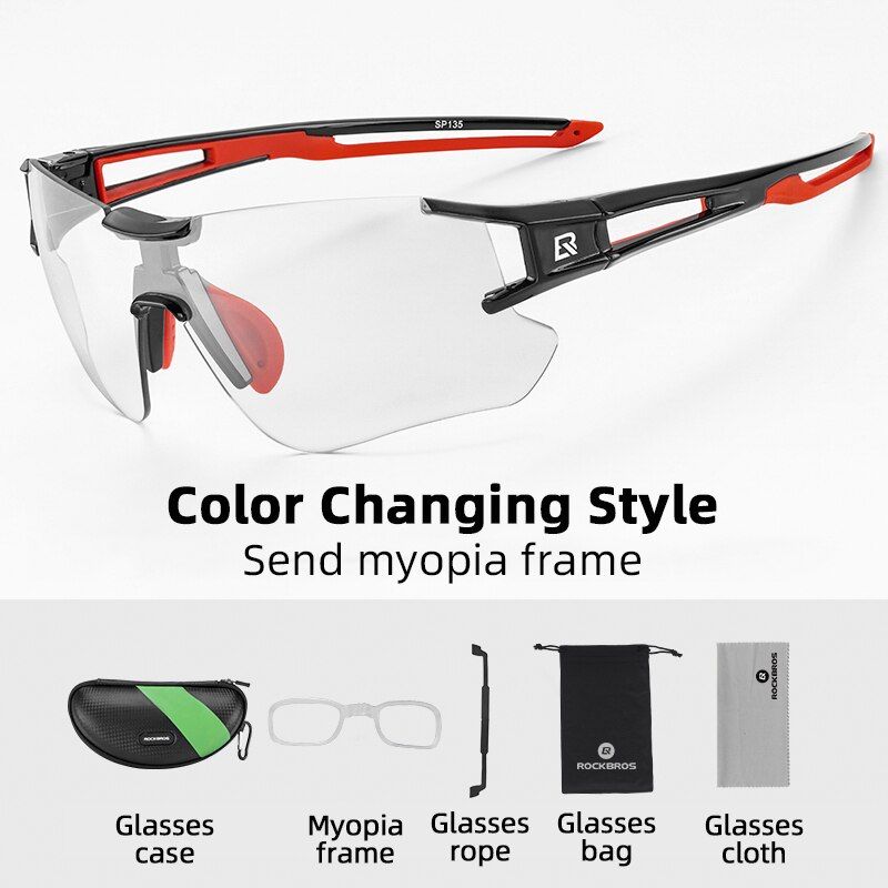 ROCKBROS Photochromic Cycling Glasses Bike Eyewear Bicycle Sports Men's UV400 Sunglasses MTB Road Sun Protective Goggles