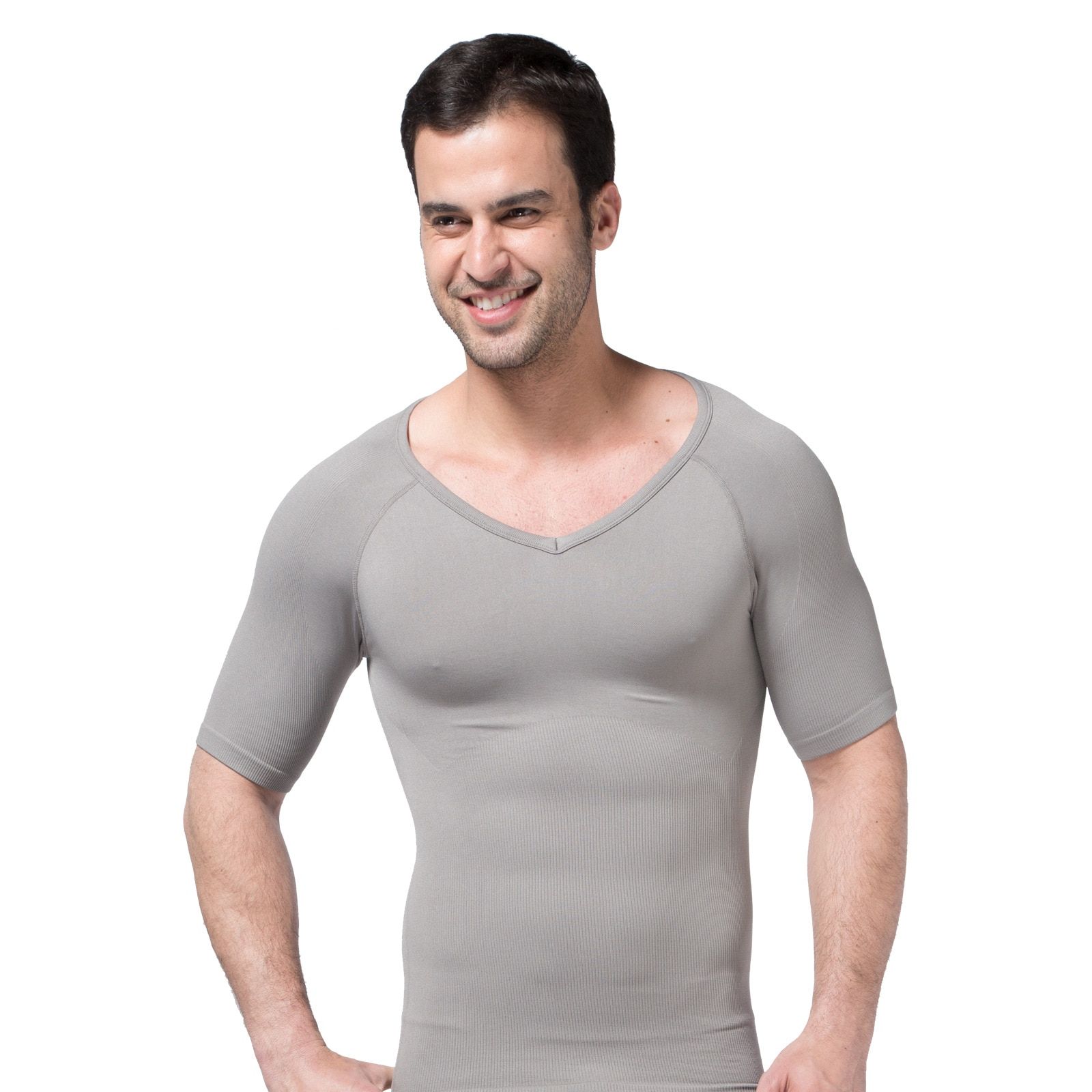049 ZEROBODYS men's  T SHIRT body shaping short-sleeved abdomen bundle belly waist fitness seamless body corset underwear V-neck