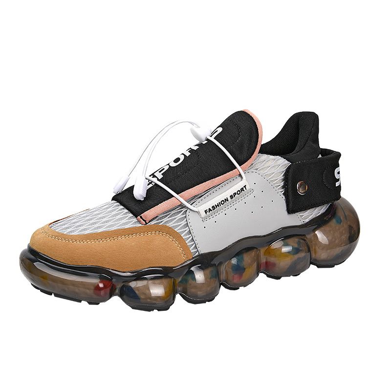 LLIOO New High Quality Men's Shoes Large Size：EU39-45 Summer High Elasticity Flying Woven Coconut Shoes Retro Style Colorful TPU Popcorn Jogging Shoes Fashion Wild Sports Casual Shoes
