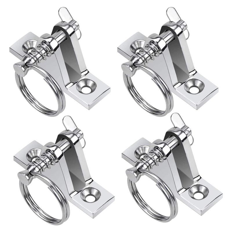 4 Pack Marine Grade Nylon Bimini Top 90° Stainless Deck Hinge with Pin and Ring 316 Stainless Steel Deck Hinge Mount