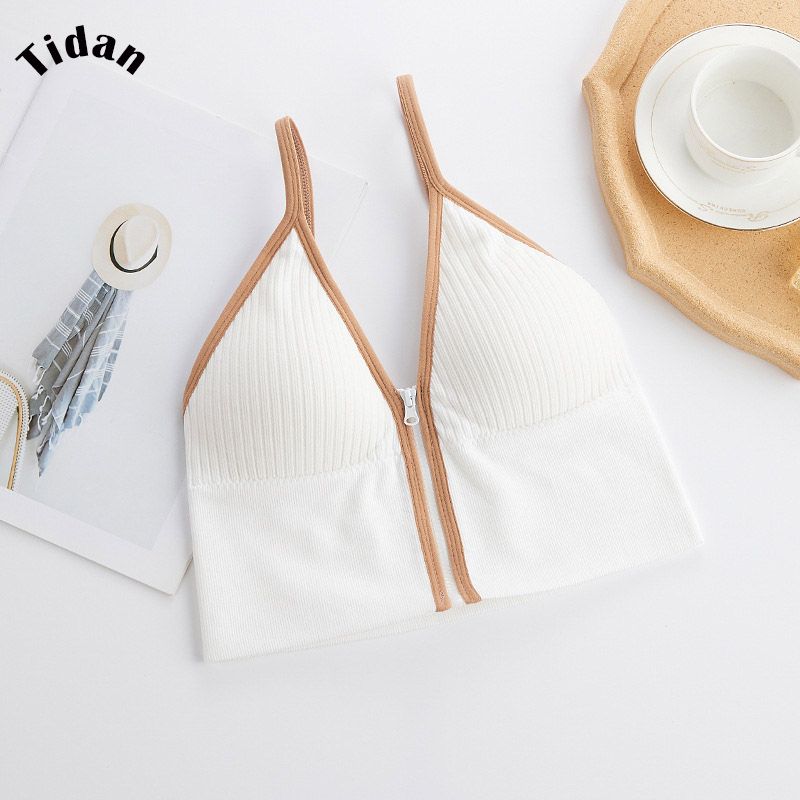 Women Deep V Zipper Push Up Sports Bras Tube Top Vest Breathable Gym Fitness Athletic Running Yoga Bh Sport Tops Underwear