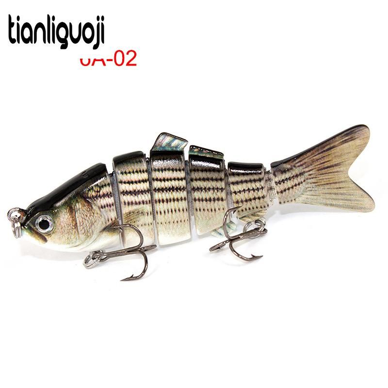 TG  Eyes Lifelike Fishing Lure with Double Hooks 6 Jointed Sections Swimbait Artificial Lures
