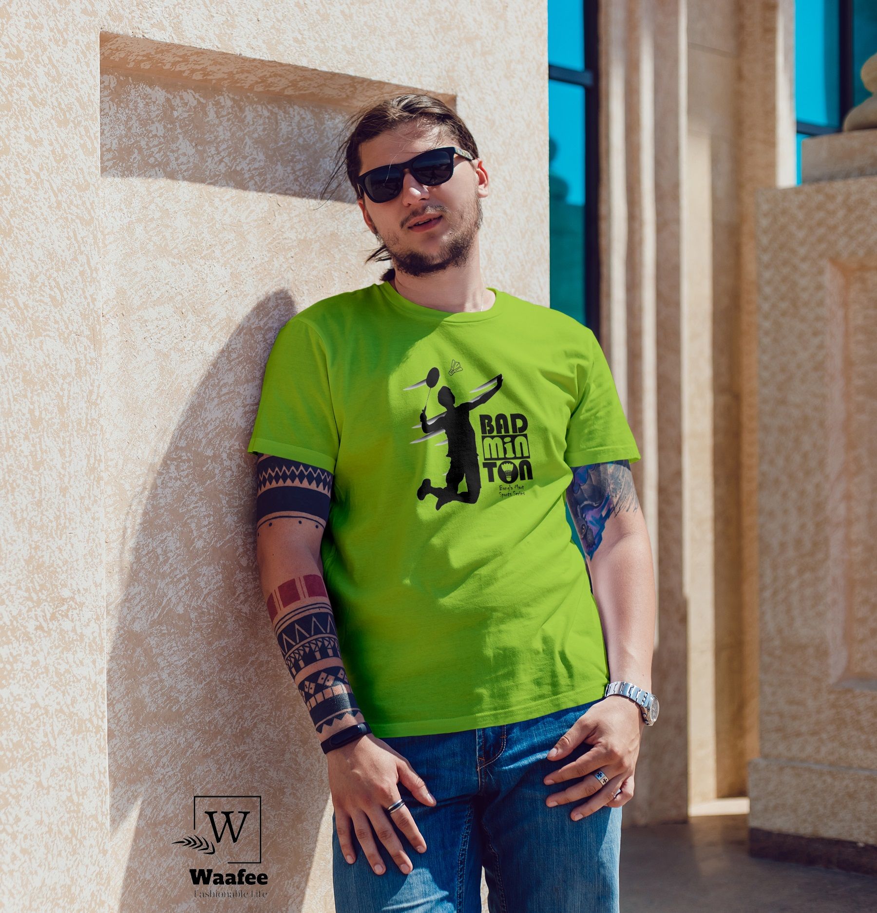 Round Neck Half Sleeve Badminton Menz Tshirt