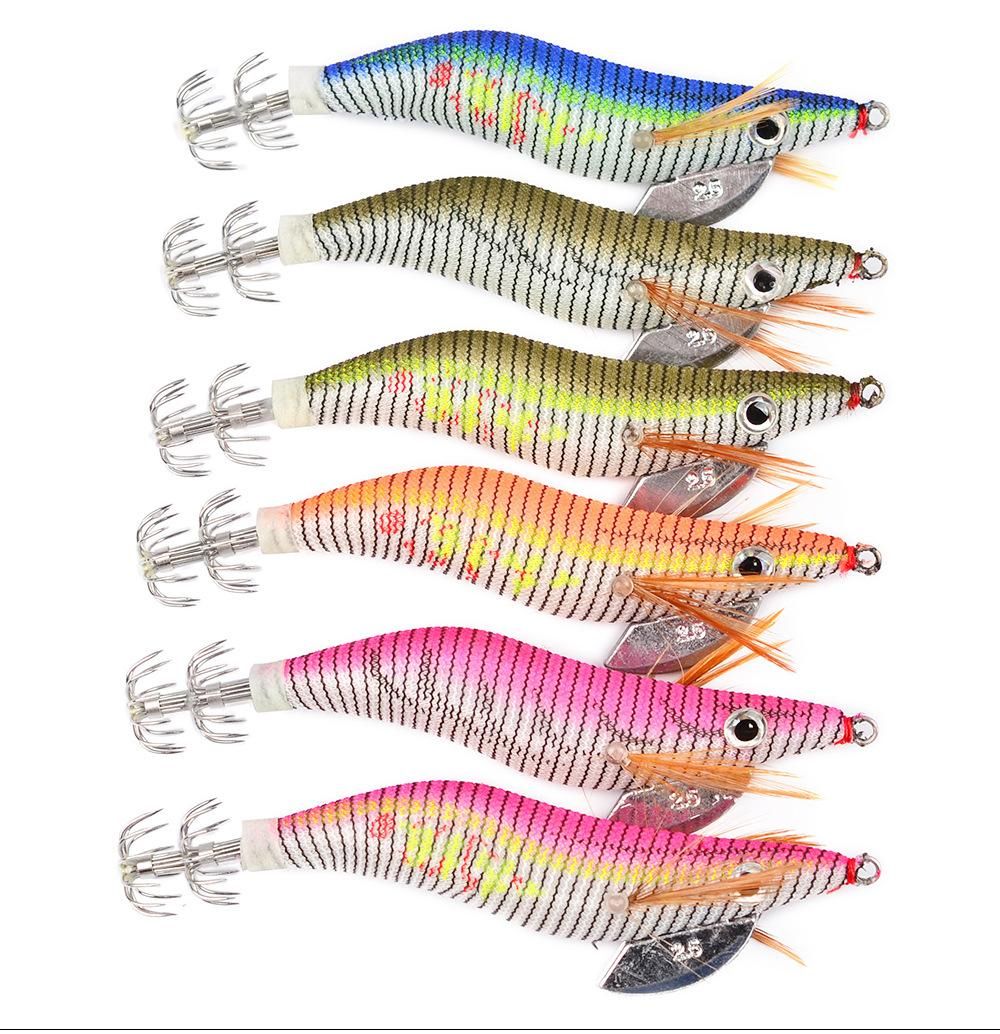 【BestGO】6pcs/set 80mm/11g Luminous Jigs Plastic Hard Bait 2.5#Sharp Treble Hook Noctilucent Shrimp Squid Prawn Swimming Strokes Lifelike Pesca Carp Fishing Lure Swimbait Outdoor Fishing Gear