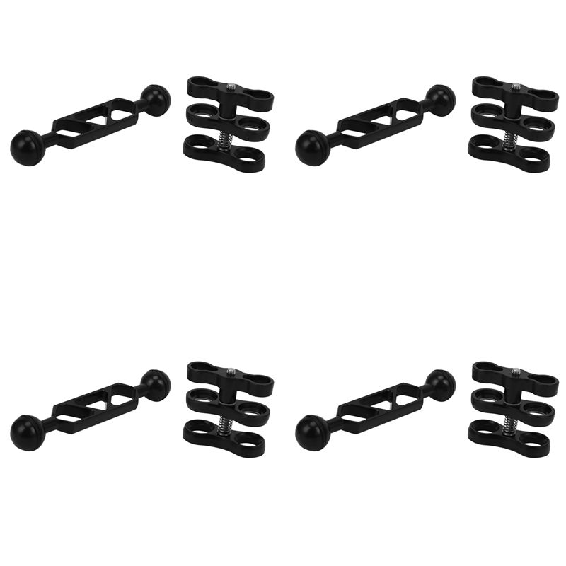 4X Aluminum Alloy Scuba Diving Light Torch Dual Ball Joint Arm and 2 Butterfly Clip Clamp Mount for Underwater Camera
