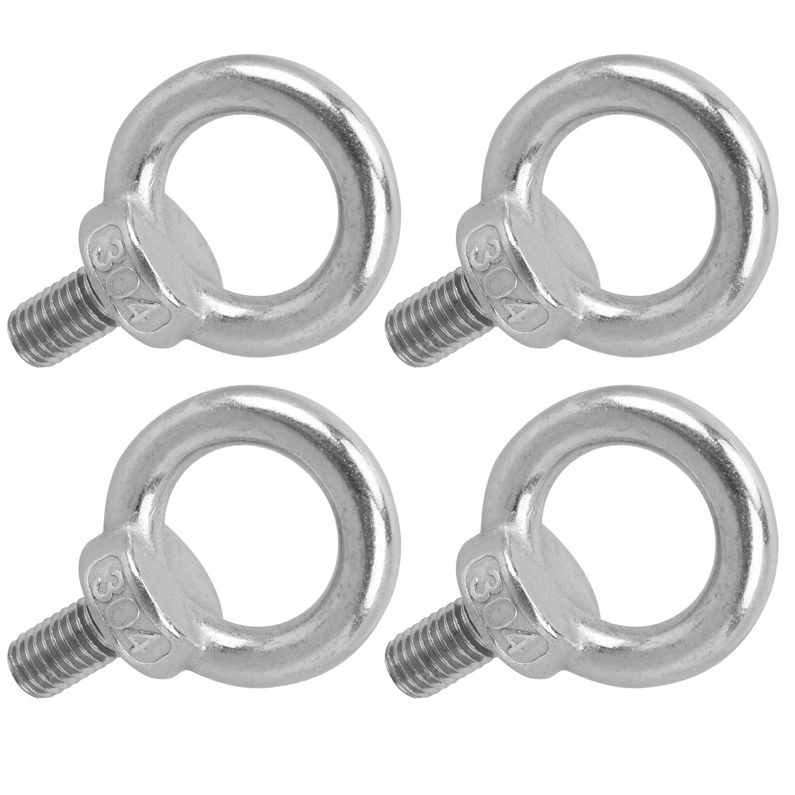 4Pcs Stainless Steel Lifting Ring Eye Male Thread Eyebolt(M10)